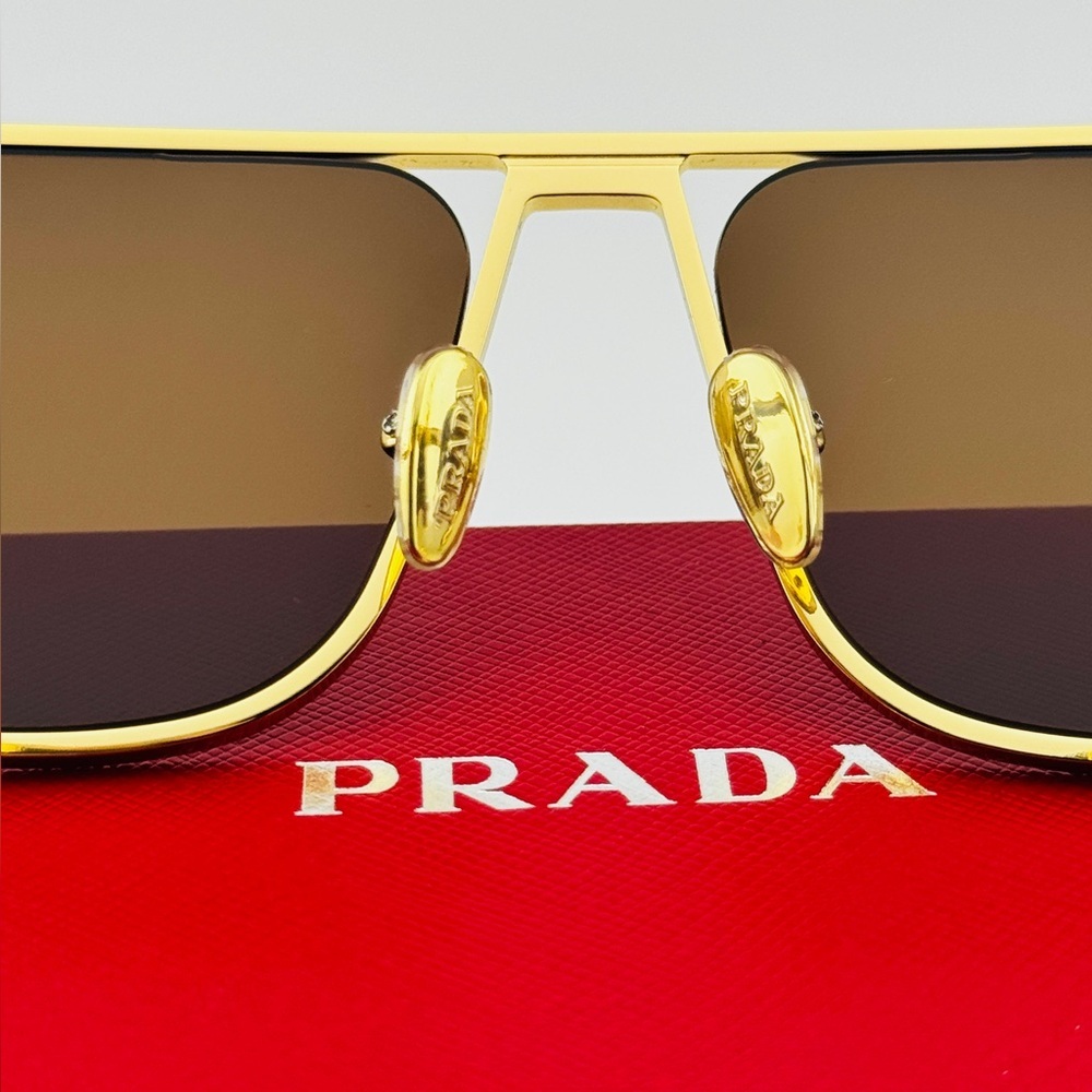 Prada Gold and Brown Sunglasses - Picture 13 of 15